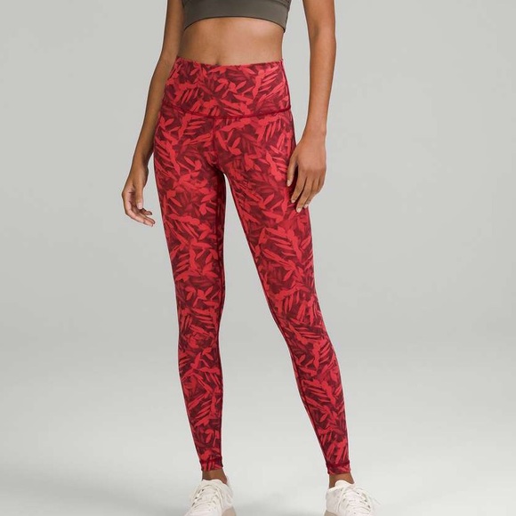 Lululemon Wunder Under High-Rise Tight in Spray Leaf Fireside Red size 6 28"‎ - Picture 1 of 8